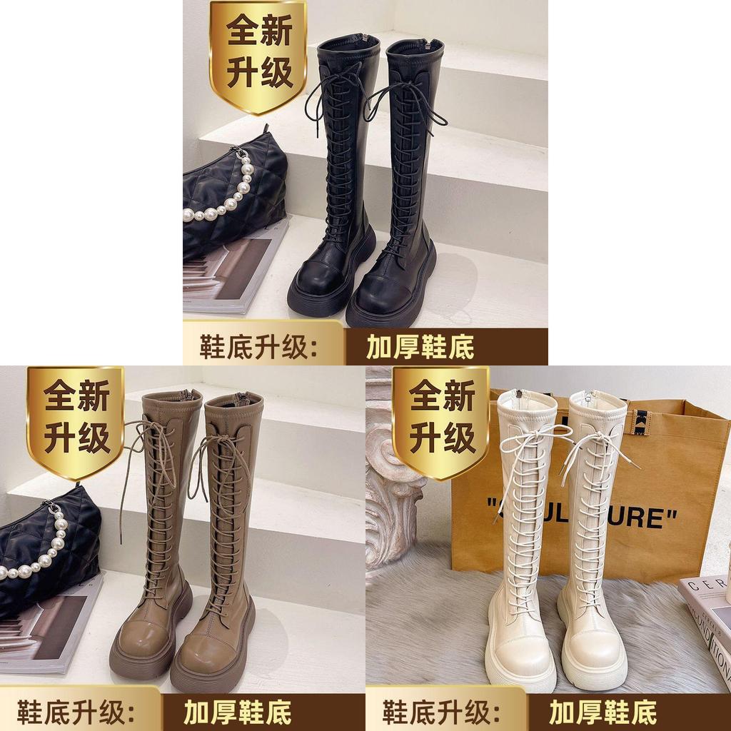 Fall Winter Womens Suede Knee High Boots With Thick Heel For Casual Wear