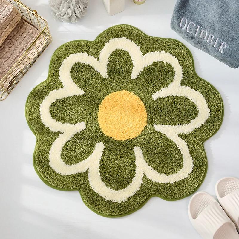 

VIKAMA Simple Flower Round Carpet For Home Decoration Anti-Slip Mat For Living Room And Bedroom And Small Carpet For Home Areas 40cm 16inch