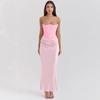 New red tube top fishbone sexy slim fishtail fishtail dress long solid color dress women