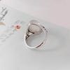 Adjustable Floral Agate Ring Women Men Vintage Boho Style Copper Jewelry With Oval Flower Cabochon