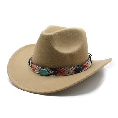 Felt Hat Tibetan Felt Hat Cowboy Hat Belt Woolen Top Hat Ethnic Style Hat Vintage Jazz Hat