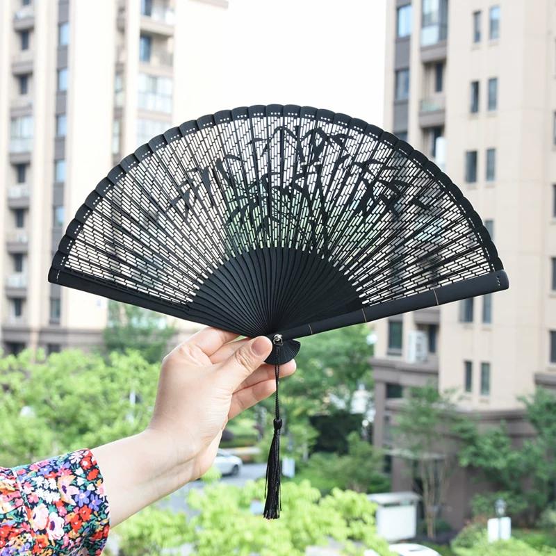 Dream Lotus Mini Japanese-Style Handheld Full Bamboo Fan Hanfu Mamian Skirt Dance Qipao Portable Folding Fan Girl Group Folding Fan