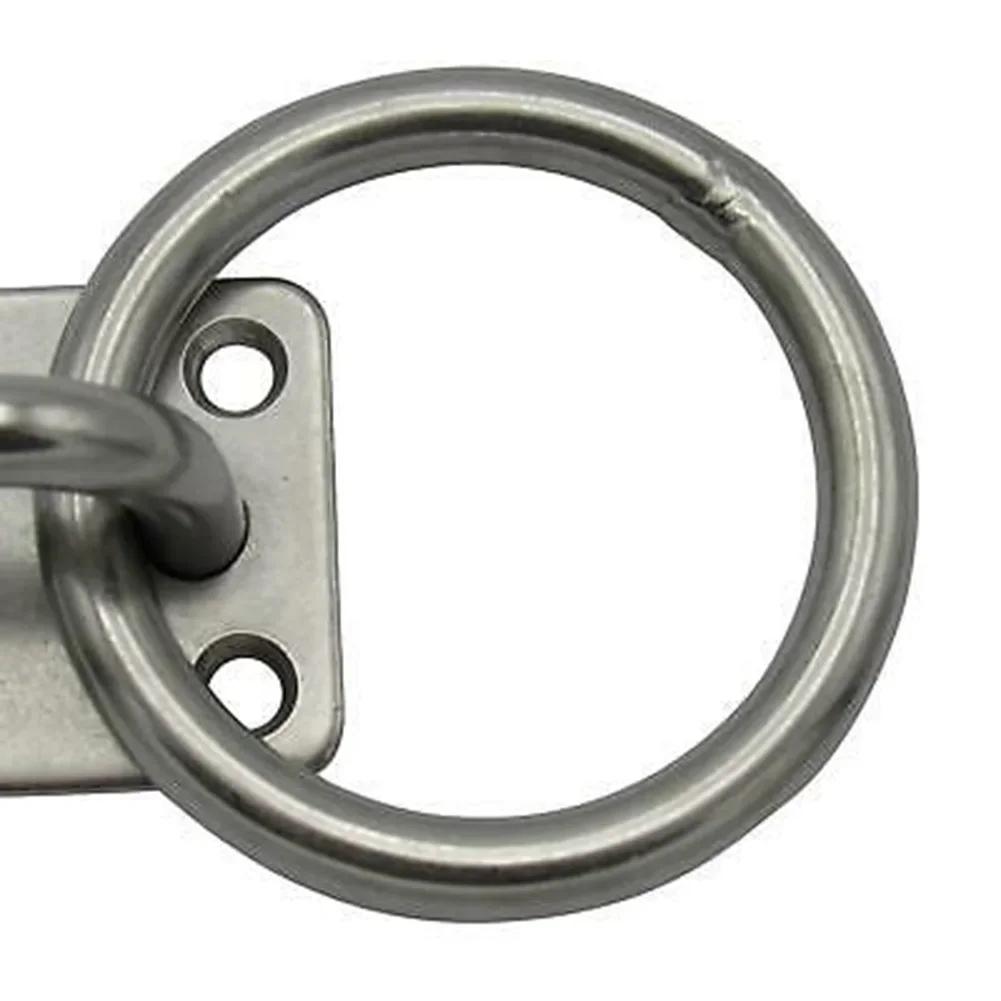 6mm 316 Stainless Steel Marine Grade Hook Marine Eye Plate With Ring Lashing Tie Down Boat Yacht Accessories