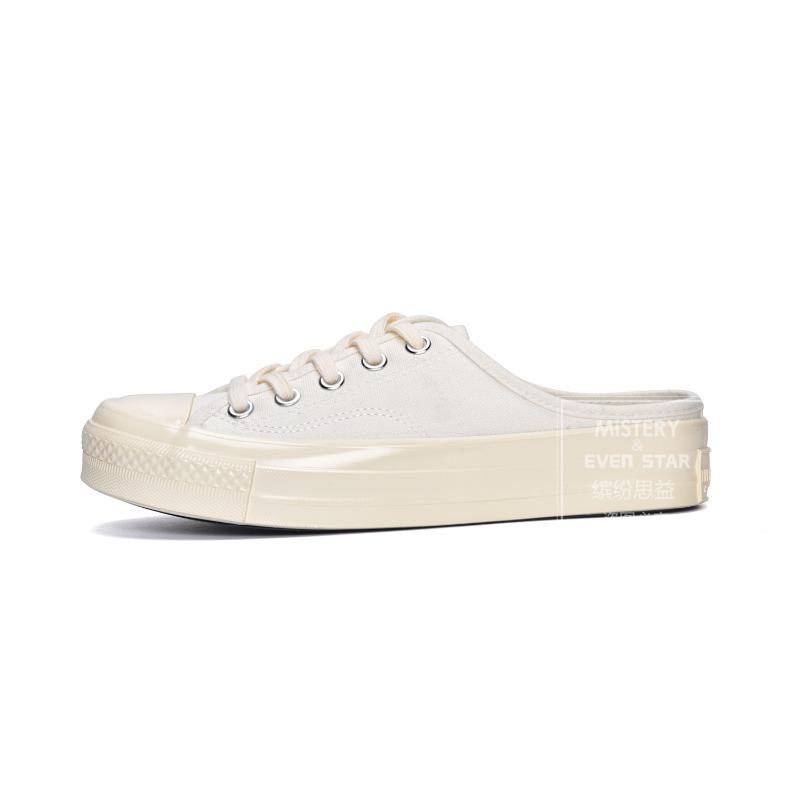 Half Slippers Female Canvas Shoes Student One Pedal Lazy Shoes 203