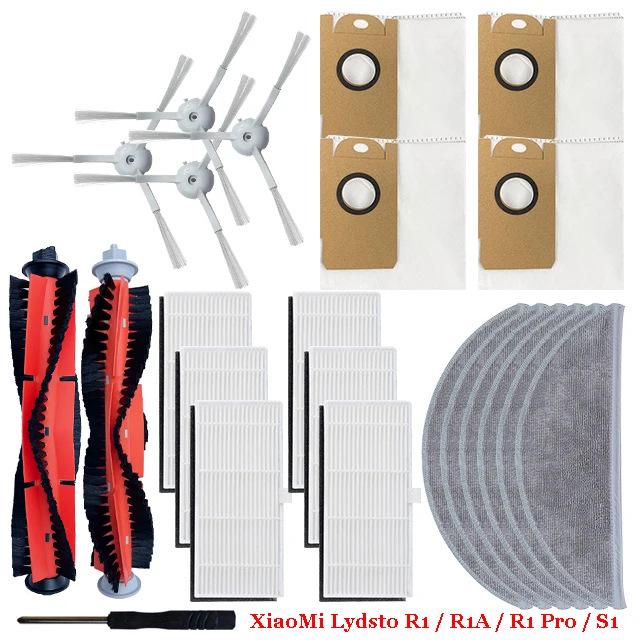 Lydsto R1 Robot Vacuum Accessories: Main Brush, Filter, Side Brush, Mop Cloth, Sweep & Mop, Integrated Dust Bag.