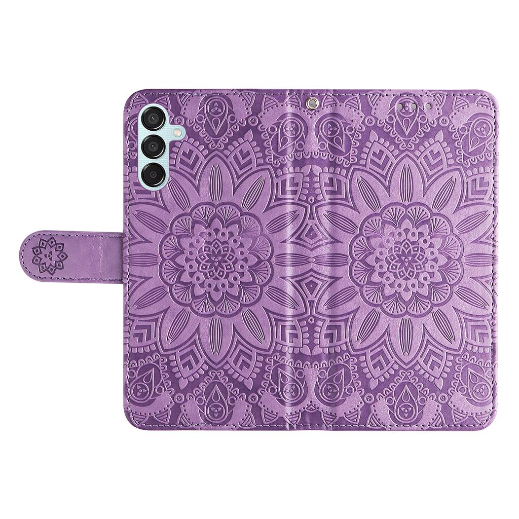 For Samsung Galaxy M15 5G/F15 5G PU Leather Phone Case Imprinted Sunflower Card Holder Stand Phone Cover