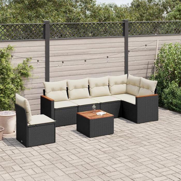 VidaXL Garden Lounge Set with Cushions 7 Pcs, Patio Sofas, Patio Furniture Set, Outdoor Furniture, Black 3258423