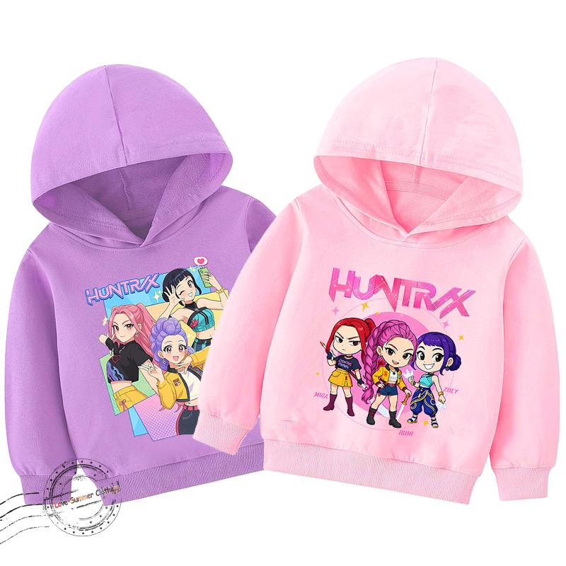 Kpop Demon Hunters Hoodie for Girls Age 4-14 HD Print 100% Polyester Pullover Casual Girls Sweatshirt Fall Many Colors Bulk Discount