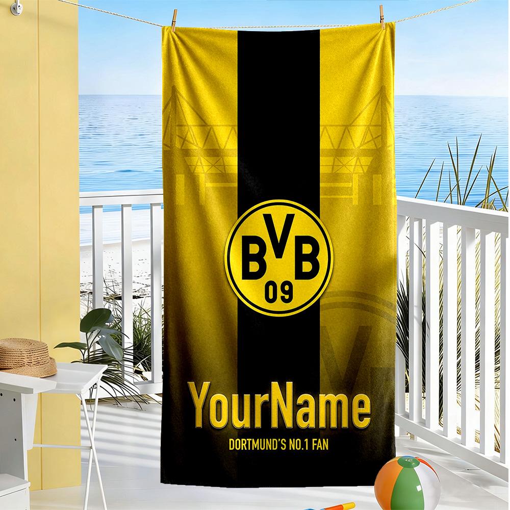 Borussia Dortmund Customized Name Beach Towel Super Soft Microfiber Quickdry Fabric Portable for SwimmingBeachCamping Travel Beach AccessoriesGym