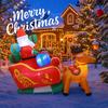 5.9FT Christmas Holiday Inflatable Yard Decor Santa Sleigh Reindeer Xmas Toy Home Decoration LED Supplies Ornament Gift Decor