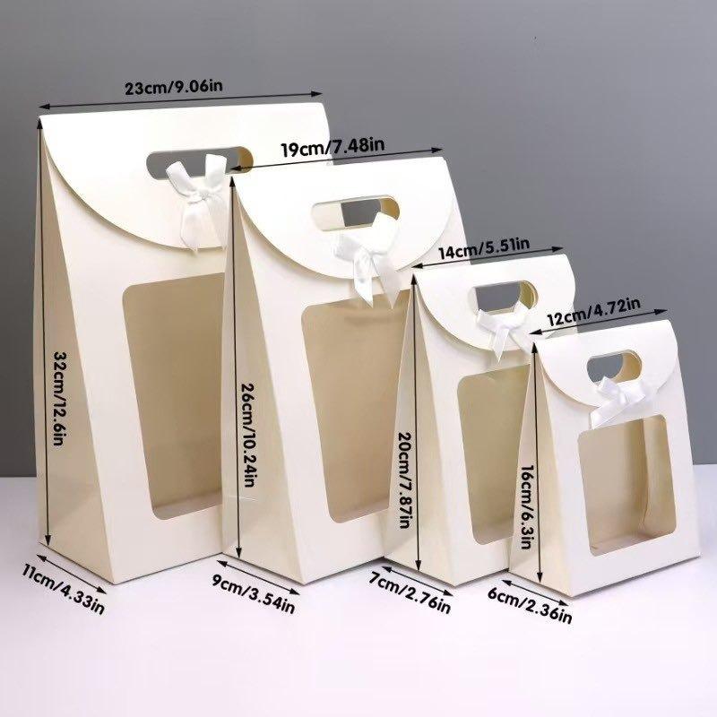 20pcs Gift Box with Clear Window Wedding Favors Birthday Party Candy Snack Biscuit Packaging Bag Golden Flip Up Bow Tote Flip Up Bow Tote Case