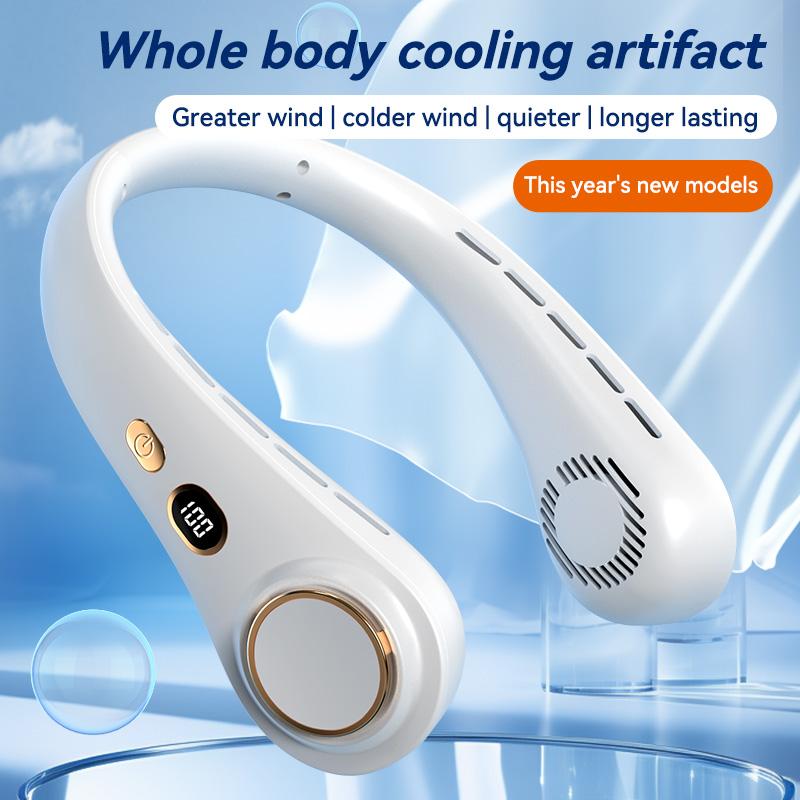 Portable Hanging Neck Fan Rechargeable Personal Neck Ventilator Digital Display Personal Cooling For Outdoor Travel Sports