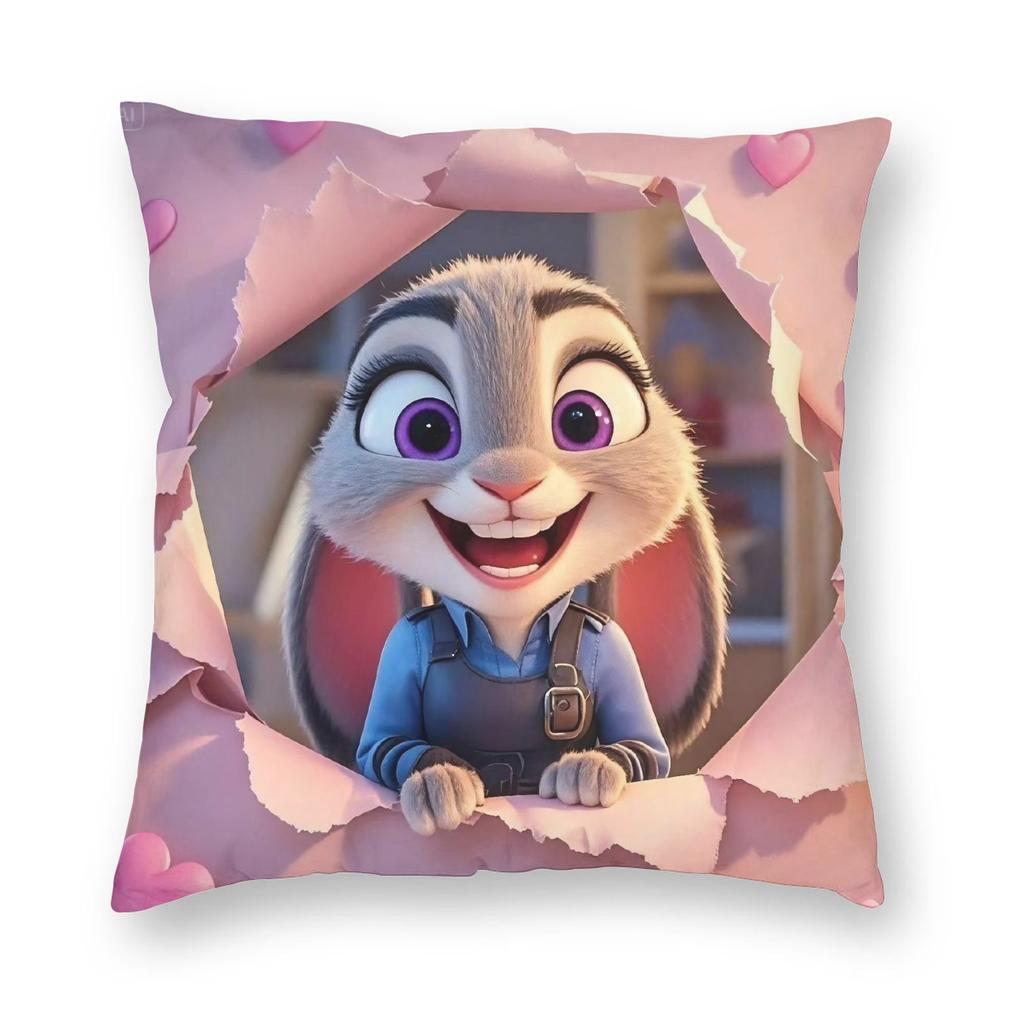 Cartoon Zootopia Judy Pillowcase Double-sided Printing Fabric Cushion Cover Gift  Throw Pillow Case Cover Home Square 18''