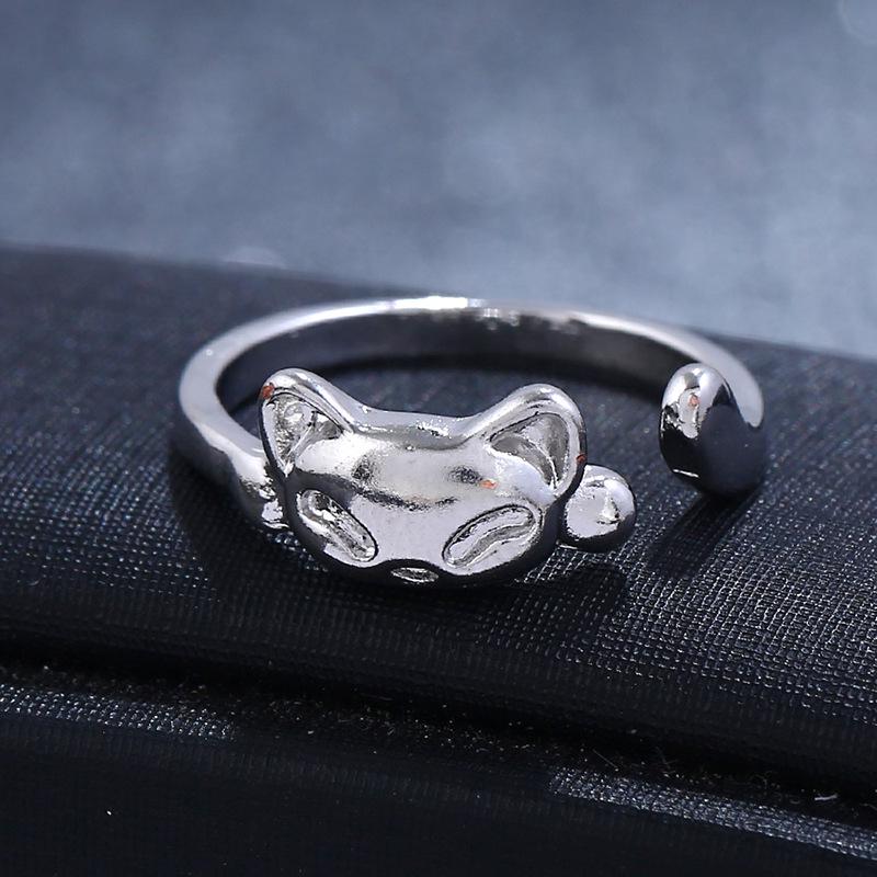 Fox Open Ring: Women's Copper-Plated Silver with White Gold Finish