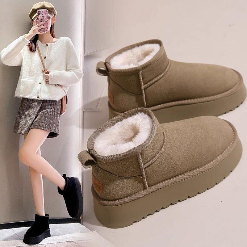 Thick-soled Snow Boots Women's New Women's Shoes Fleece Thickened Warm Non-slip Short Snow Shoes Cotton Shoes