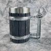 Handcrafted Wooden-Style Barrel Beer Mug with Stainless Steel Lining – Large Capacity