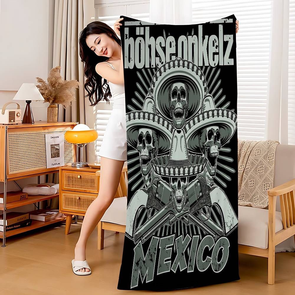B-Bohse O-Onkelz Band Microvezel Strandlaken Absorberend Sneldrogend Zacht Yoga Zwemmen Resort Bergbeklimmen Handdoek W89*H183(CM)