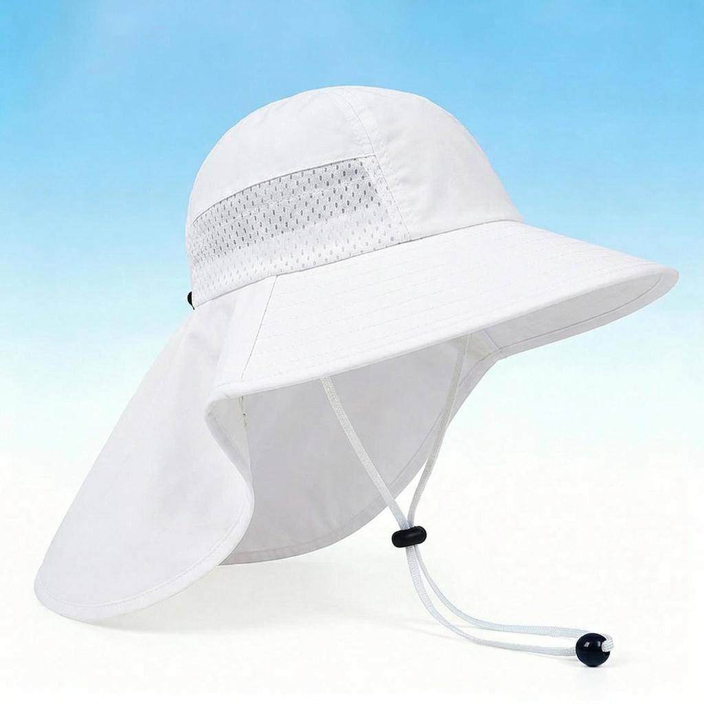 Kinder-Sonnenhut mit breiter Krempe und Schal - Sonnenschutz für Kleinkinder, Jungen und Mädchen, Leichter Sommer-Eimerhut