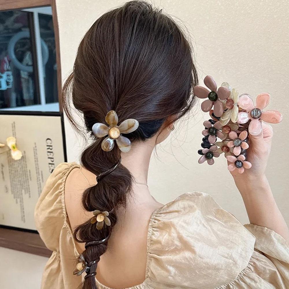 Pearl Flower Bubble Braid Phone Line Hairband Head Rope Female New High End Ins Straight Braid Artifact Hair Accessories New