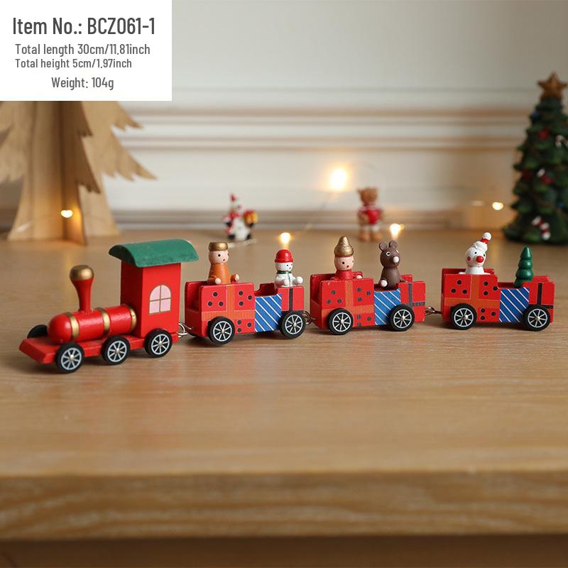 Wooden Snowman Train Christmas Tree Ornaments for Desktop or Shop Window