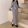 Long Sweater Skirt Autumn and Winter New Lazy Wind Pullover Thickened Large Size Base Loose Knitted Dress Women