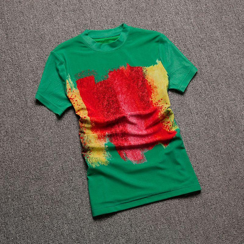 

Красивая облегающая футболка с коротким рукавом зеленого цвета с принтом Green 2XL