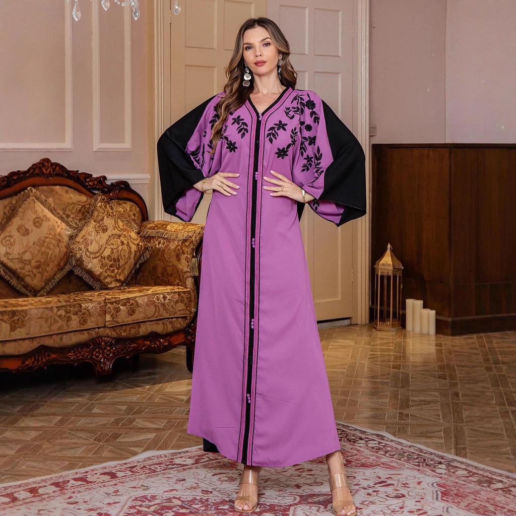 Dubai Travel Casual Muslim Women's Embroidered Arabian Robe