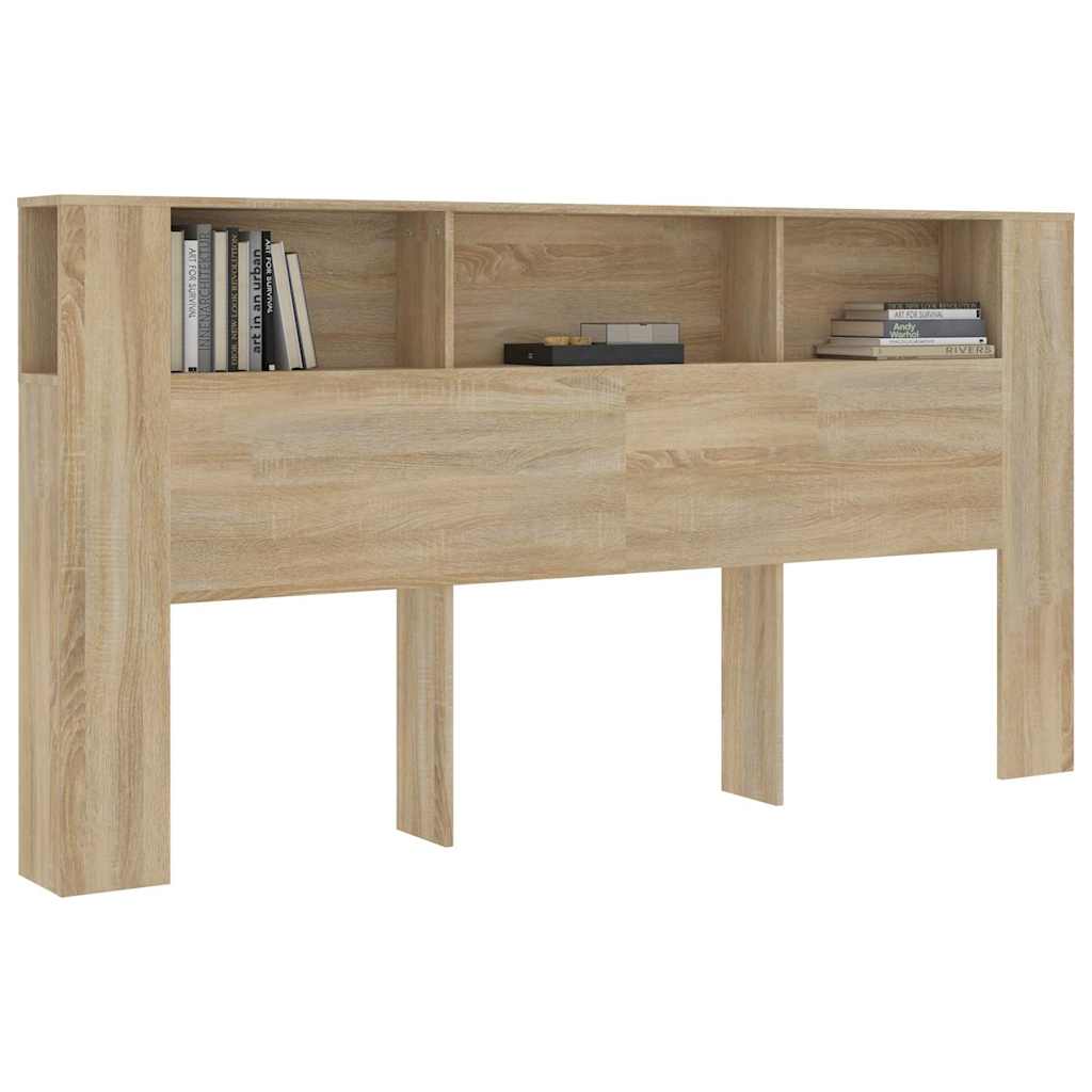 vidaXL Kopfteil mit Ablagen Sonoma-Eiche 200x18,5x104,5 cm