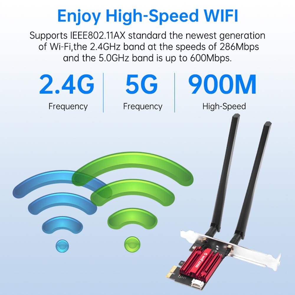 FV-AX900Pro WiFi 6 PCIE Card - BT5.4, Red Heatsink, Detachable Antennas, High-Speed Gaming Wireless Adapter