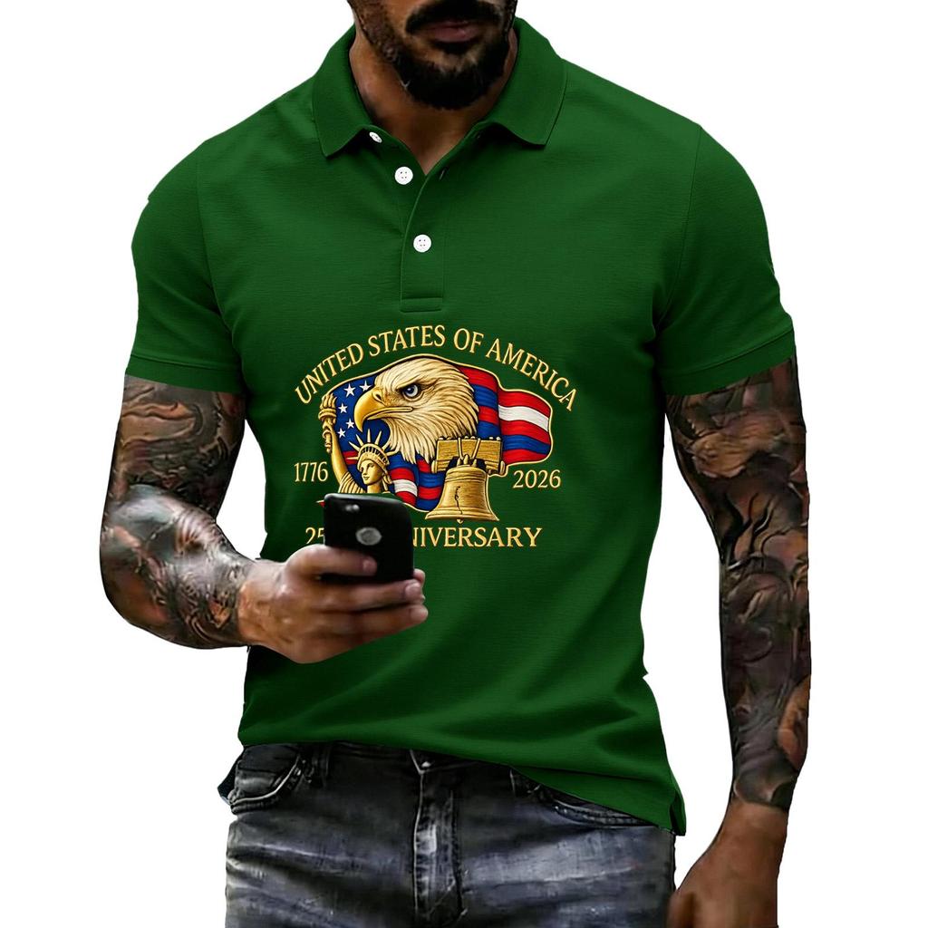 Men's Loose And Casual Flag-print T-shirt, Short Sleeve Shirt