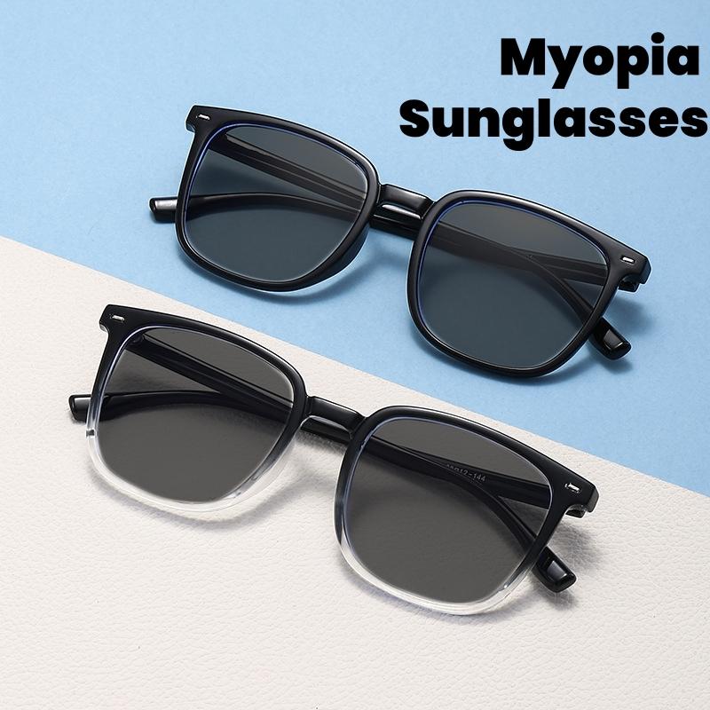 2024 Summer Anti UV Myopia Glasses Personalized Men Women Sunscreen Glasses Fashionable Square Large Frame Myopia Sunglasses