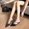 Beautiful Silver Half Slippers Celebrity Rhinestone T-belt Hollow Bag Head Sandals Temperament High Heels