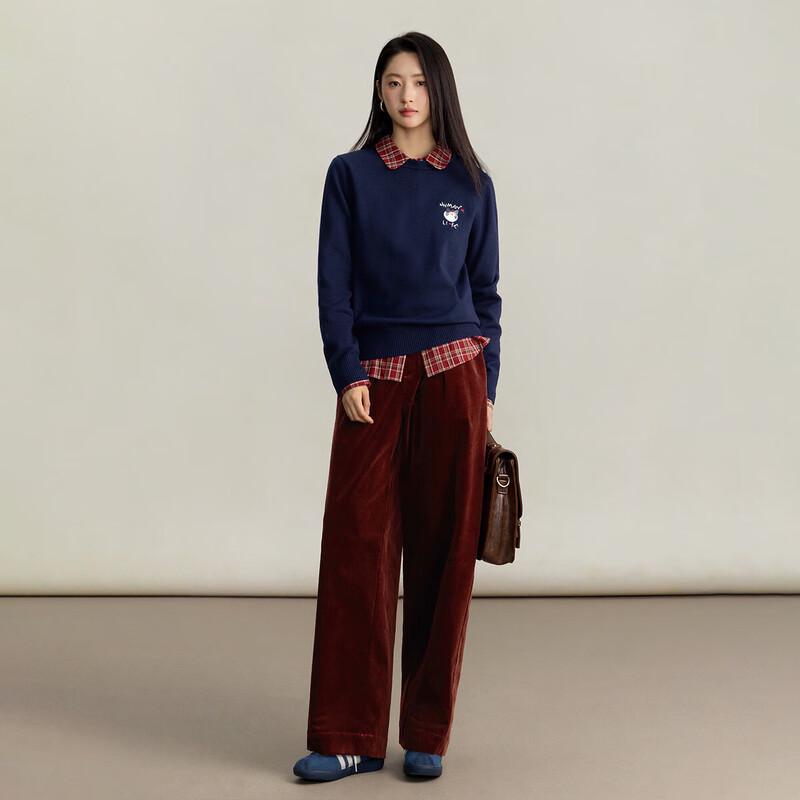 INMAN Women's Embroidered Pullover Knit Sweater