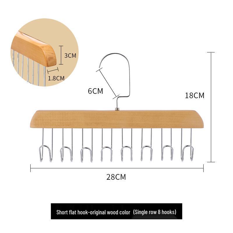 Percha Multifuncional de Madera Maciza con Tirantes y Múltiples Ganchos para Uso en el Hogar y el Dormitorio