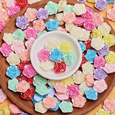 500g About 330Pcs 19.2mm Fashion Flat Bottom Perforated DIY Jewelry Accessories Acrylic Flower Rose Beads