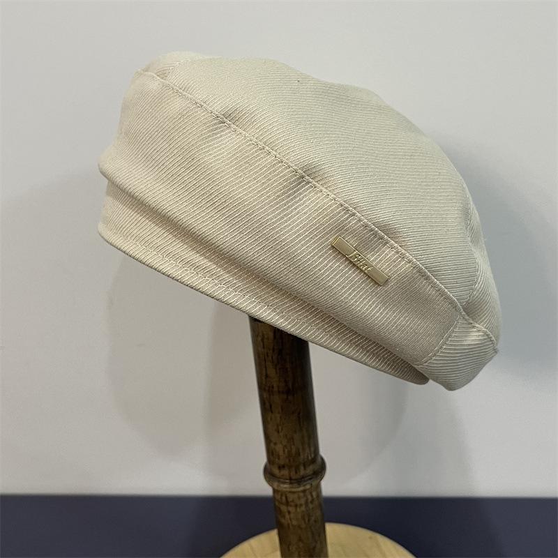 Vintage Tweed Beret Children's Autumn Painter Hat Solid Color Versatile Stewardess Hat Bud Hat