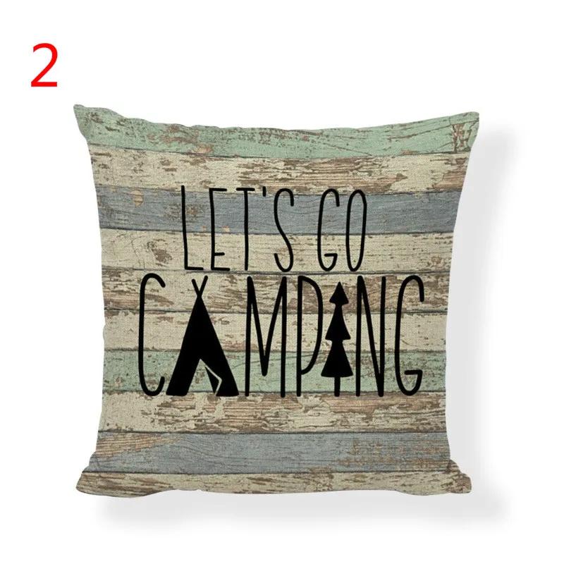 Camping Kissenbezug Camping Druck Heimdekoration Outdoor Leinen Baumwolle Feiertagsgeschenk Kissenbezug