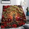 1PC Tree of Life Print Flannel Blanket, High quality All Seasons, Home Decor, Warmth and Comfort, Perfect for Christmas Gifts