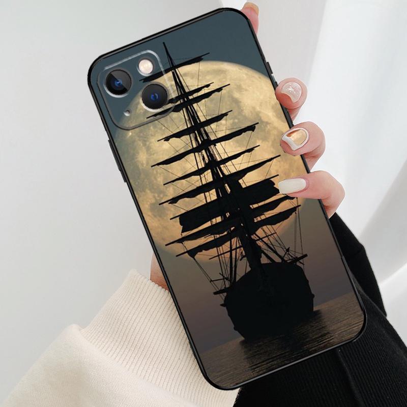 Sailing Pirate Ship Boat Phone Case For iPhone 17 Pro Max 16 15 11 13 12 14 Pro Max mini 15 16 Plus 16e 17 Air Cover