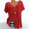 Women's V Neck Short Sleeve Tunic Top Loose Fit Casual Ditsy Floral Print Plus Size Summer Daily Blouse