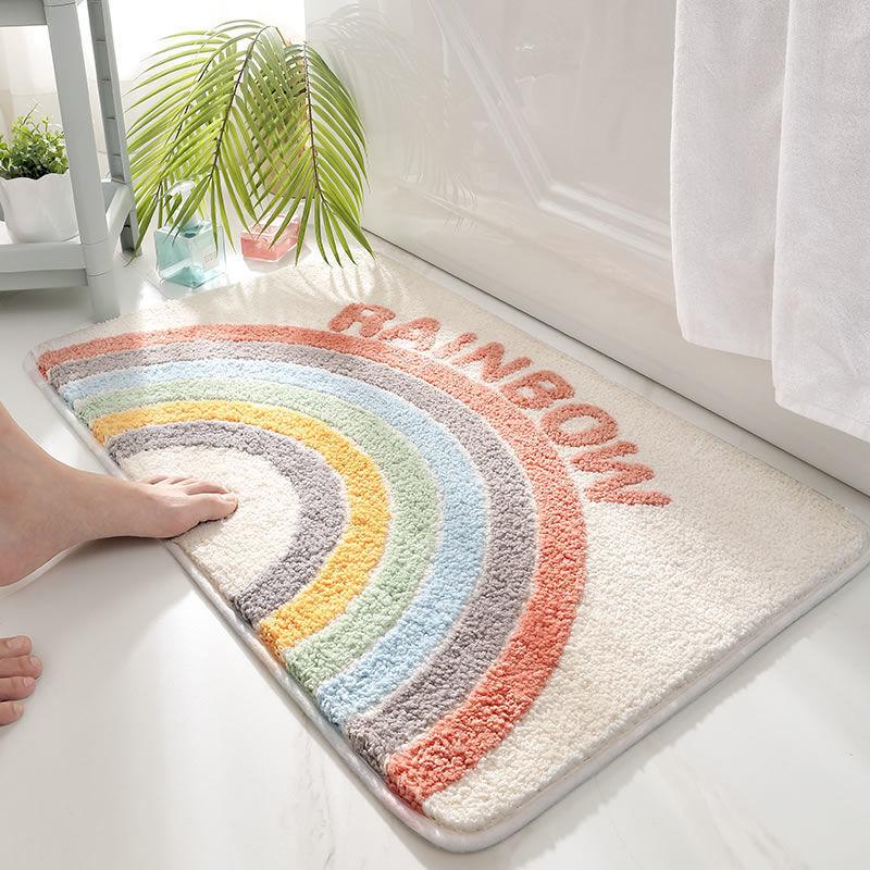Cartoon Imitation Cashmere Floor Mat Bathroom Absorbent Toilet Door Entry Non-slip Mat Bedroom Carpet Door Mat Floor Mat Household