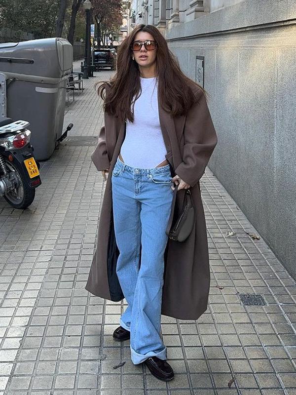 Women's Wool Coat - 2024 Autumn/Winter Collection, Commuter Style with Suit Collar