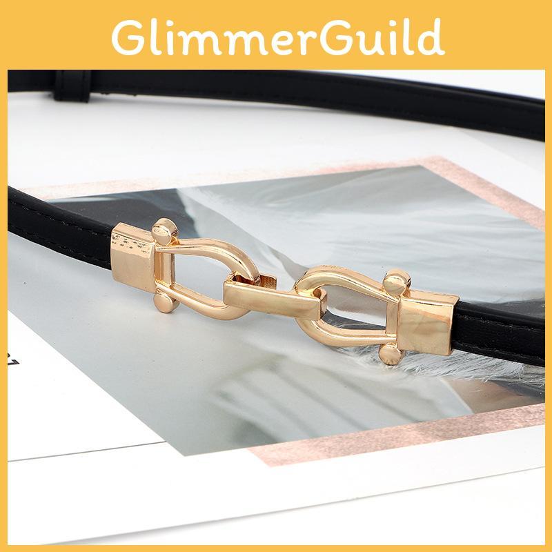 Elegant Women's Pu Leather Skinny Belt With Unique Hook Closure For Fashionable Accessories