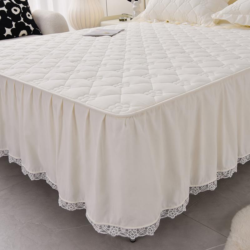 New Polyester Solid Color Lace Fitted Bed Skirt 90/120/150/180/200cm Full/Queen SizeLightweight, breathable and washable