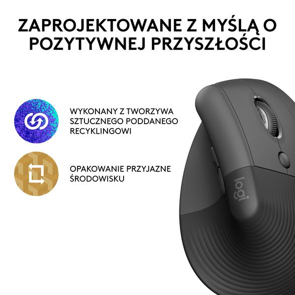 Logitech lift wireless vertical mouse graphite 910-006473