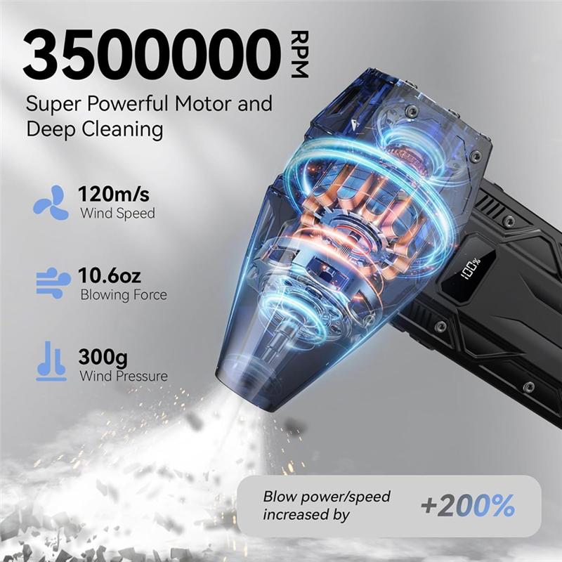 Powerful 350000RPM Handheld Fan Compressed Air Duster For PC For Car Dryer Home-Industrial Duct Blower Air Blow