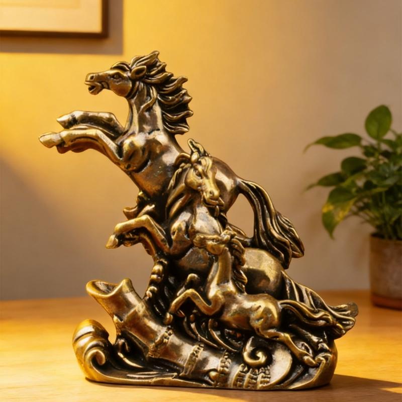 Posąg Figurka Galopujących Koni Symbolizujący Sukces I Siłę Prezent Na Parapetówkę Ceremonie Otwarcia Dekoracja Domu