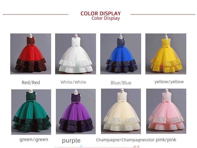 Sequined Bow Princess Dress - High-End Formal Flower Girl Attire