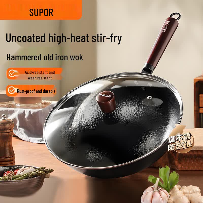 SUPOR 30cm Heavy-Duty Cast Iron Wok