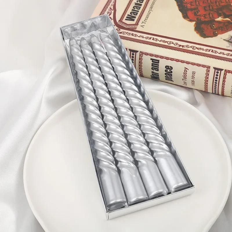 Colorful Threaded Lacquer Candles-Gold Silver White Holiday Wedding Decor DIY Party & Home Decoration for Festive Celebrations